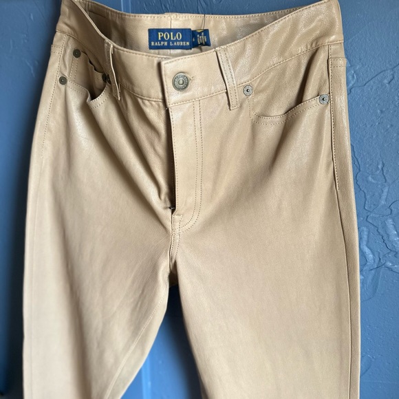 NWT Polo Ralph Lauren leather pants (size 6) in “Luxury bge) - Picture 3 of 6